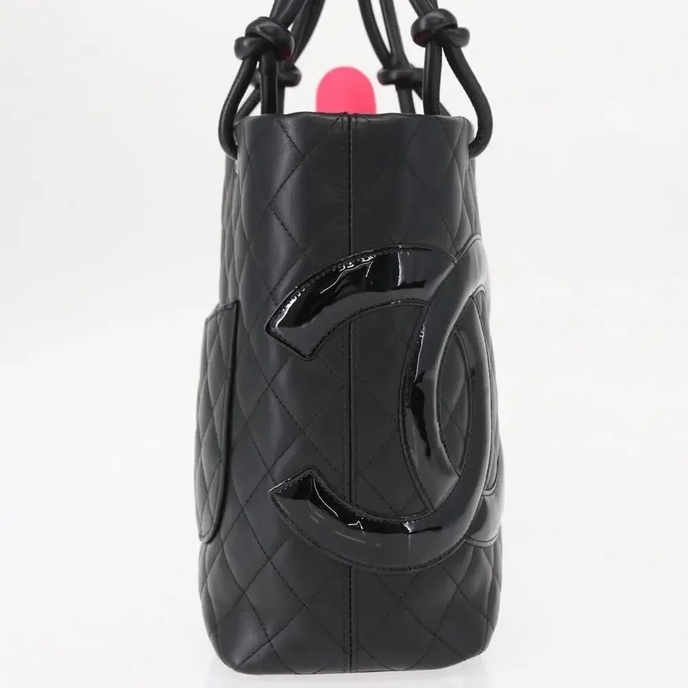 Chanel Leather Cambon Line Matelasse Tote Bag Black